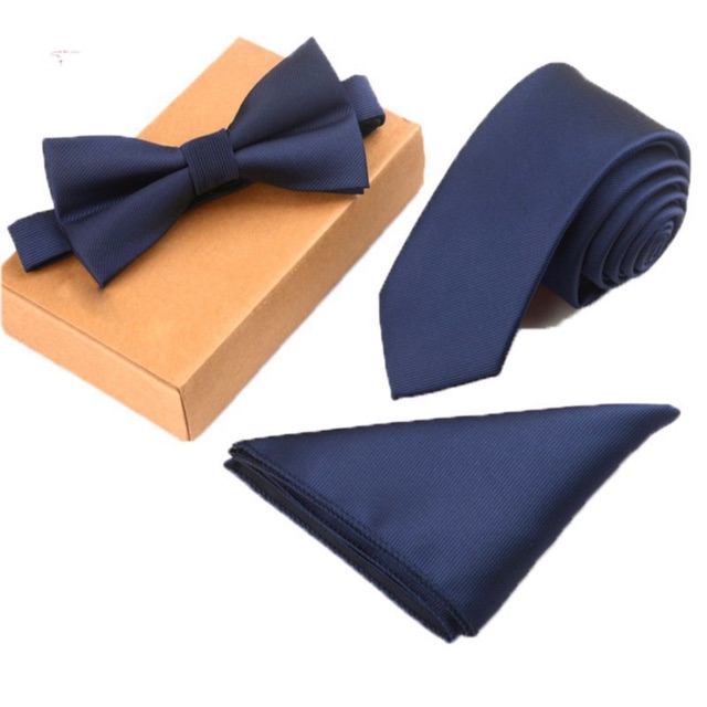 Set cà vạt bản nhỏ, Nơ và Khăn cài áo vest
