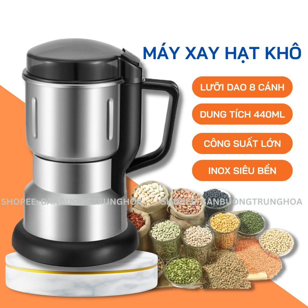 Máy xay bột khô Siêu Mịn Công Suất 300W, Máy xay hạt cà phê, xay bột ngũ cốc, xay gia vị - 8 Lưỡi dao