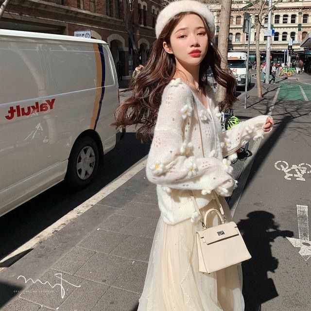 Áo khoác cardigan dệt kim dáng rộng phong cách Hàn Quốc thời trang xuân thu cho nữ