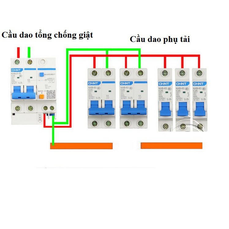 Cầu dao chống giật 2P 63A/40A/16A CHINT aptomat chống giật cb chống giật