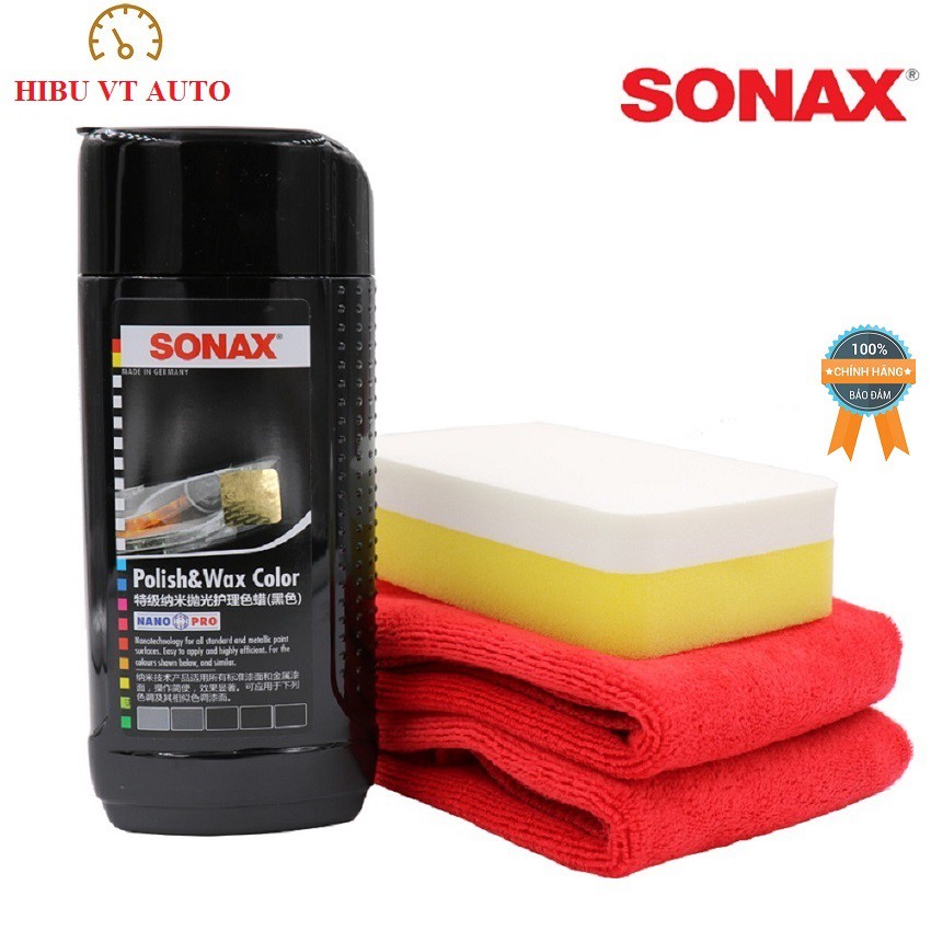 Kem đánh bóng và bảo vệ sơn xe đen Sonax polish &amp; wax color black 250ml 02961410544