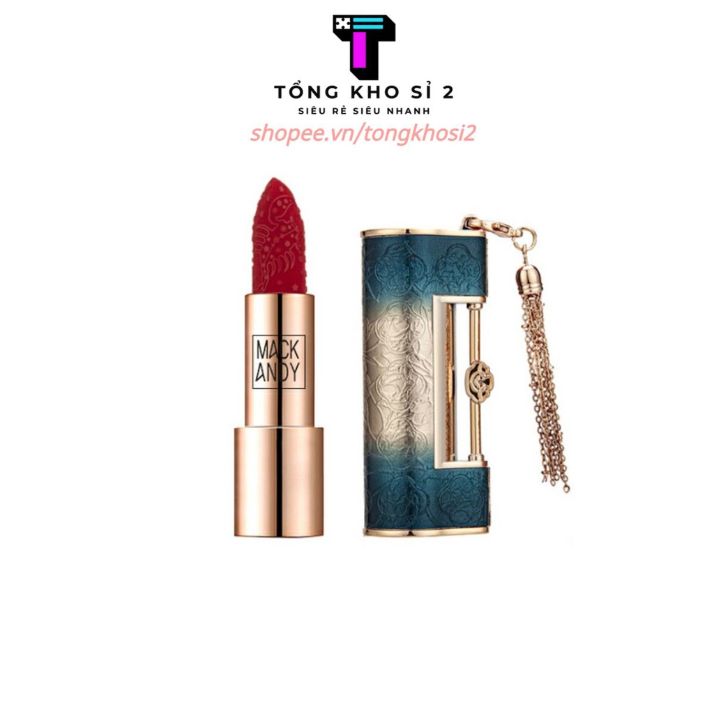 PVN25186 Son lì MACKANDY trang điểm mịn như kem vỏ hình ổ khóa họa tiết hoa T2