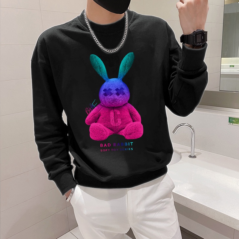 BST sweater nam tay dài màu đen, áo nỉ giữ nhiệt chất Poly Thái dày mịn phong cách cá tính