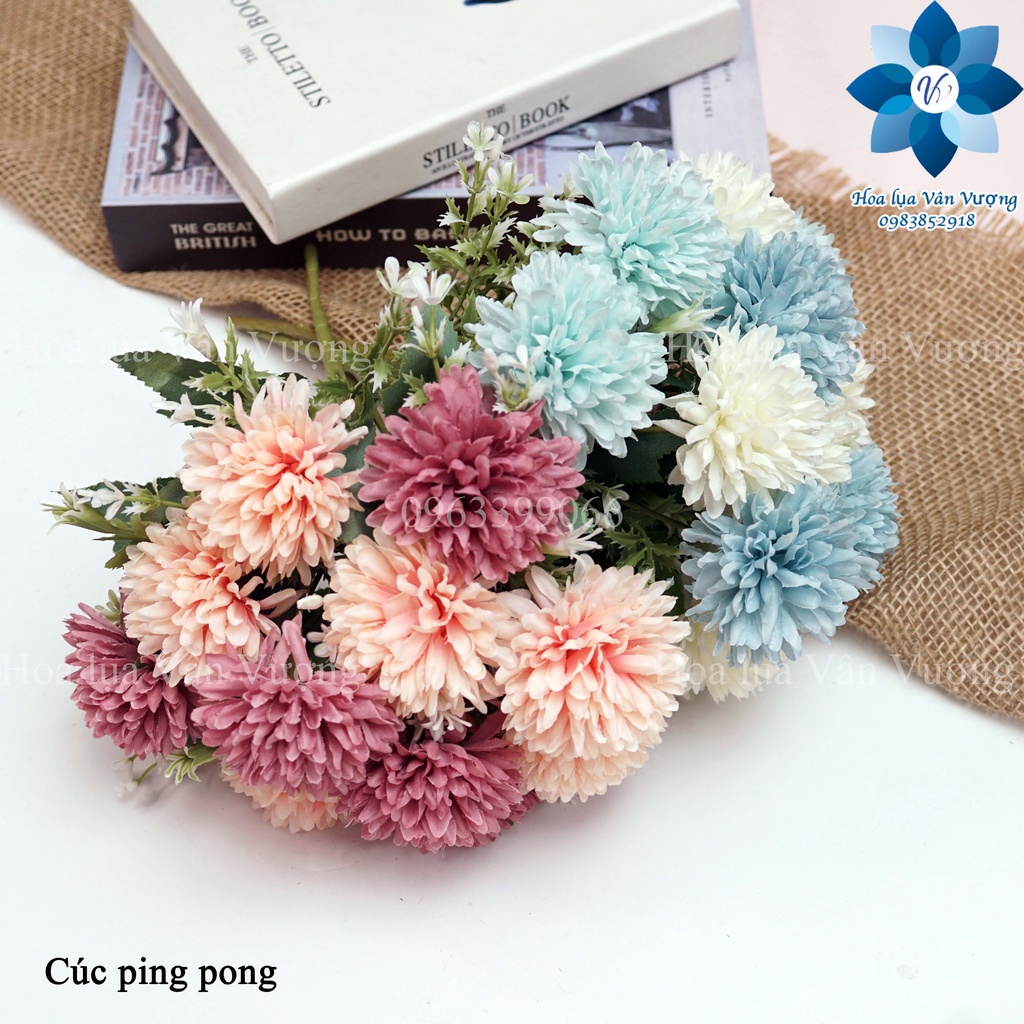 Hoa Lụa  Hoa Cúc Ping Pong Giả, Bồ Công Anh Bông 6cm