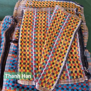 Khăn lau tay caro chỉ thổ cẩm màu tối