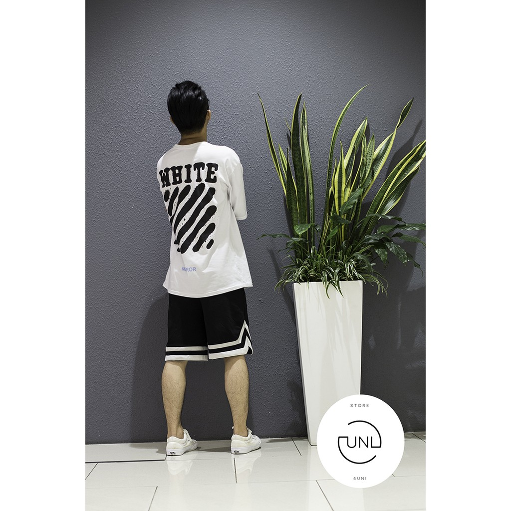 Set quần áo thể thao ( Quần short 2v đen + Áo thun tay lỡ Off.W.hite trắng | BigBuy360 - bigbuy360.vn