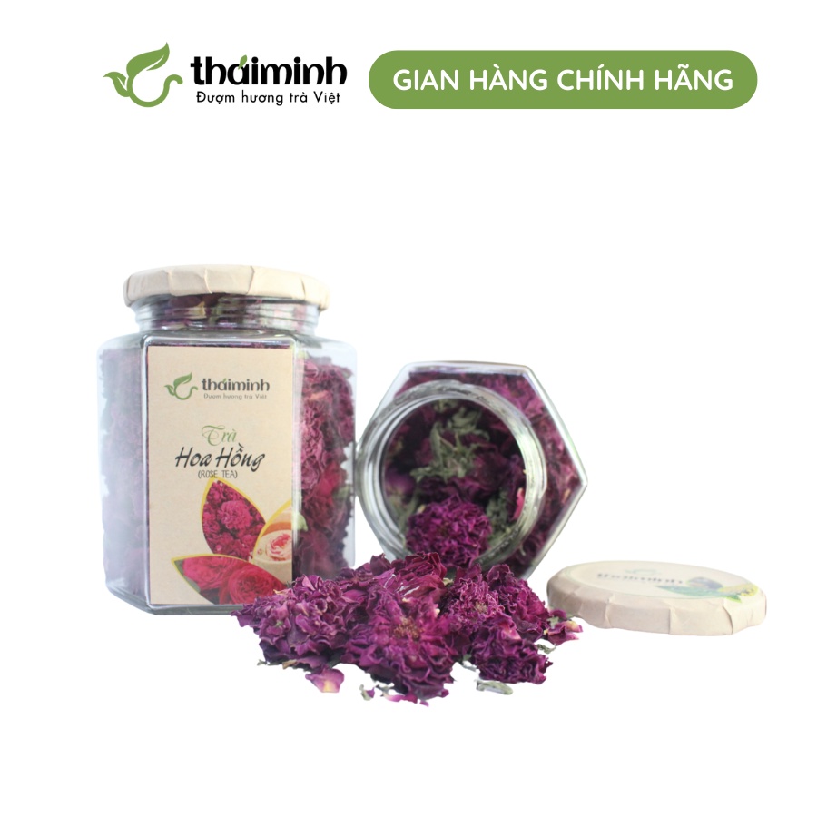 🌿CHÍNH HÃNG Trà Hoa Hồng Cổ Nguyên Bông Thượng Hạng Sấy Lạnh Thái Minh, Hũ Thủy Tinh Cao Cấp 28g 40g