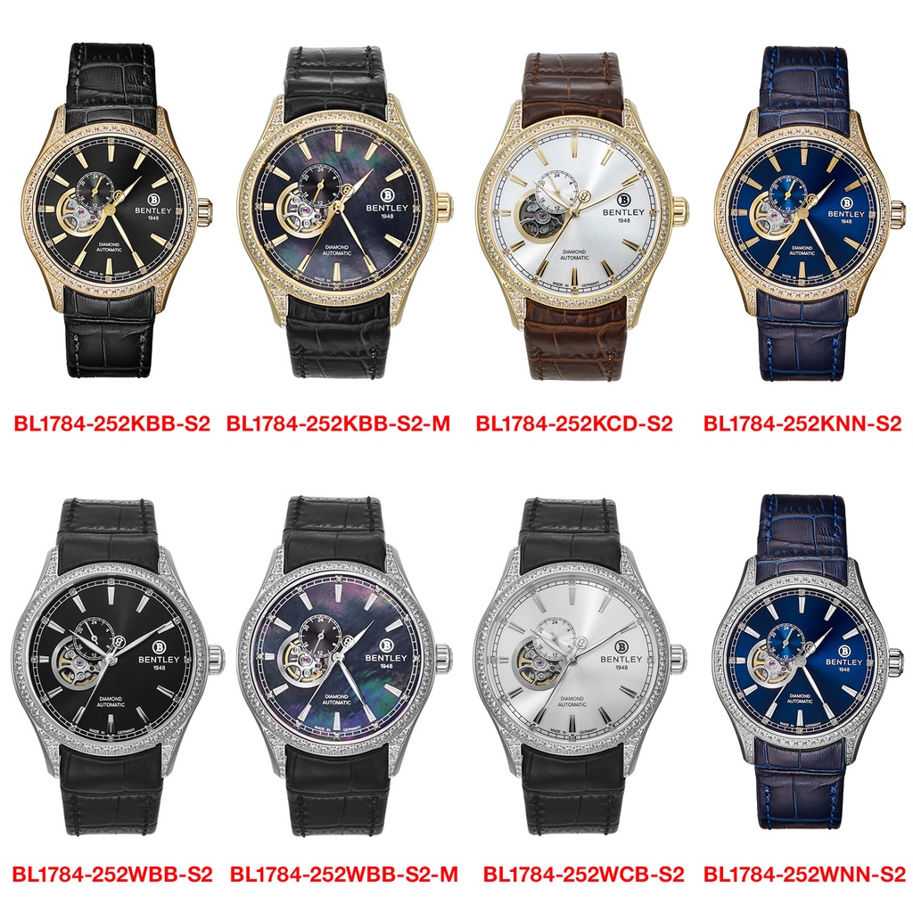 Đồng hồ nam dây da Bentley BL1784 BL1784-252 BL1784-252KBB-S2 chính hãng mặt kính chống xước