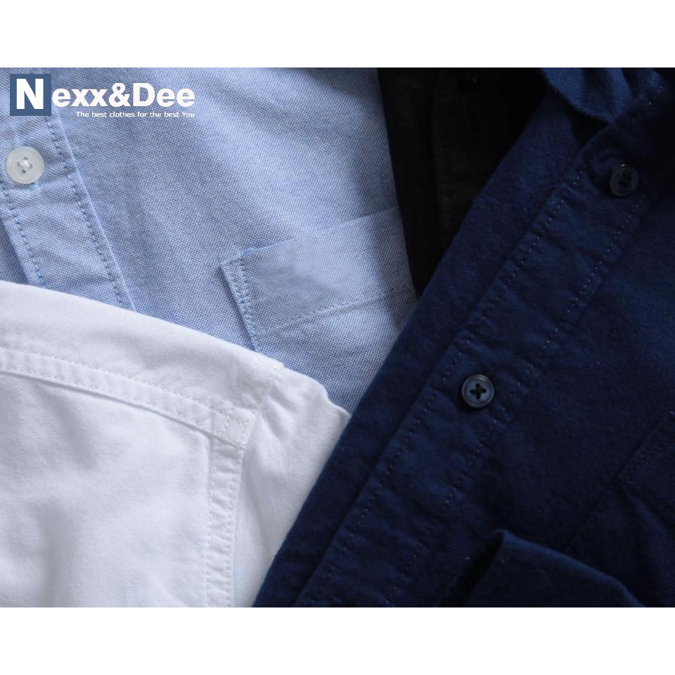 Áo sơ mi nam tay dài màu trắng công sở vải oxford denim Nexx&Dee -SM03