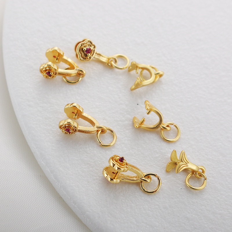 Kẹp Đuôi Cá Màu Vàng Hồng Đính Đá Zircon Màu Vàng Hồng Kiểu Cổ Điển Dùng Làm Trang Sức Thủ Công diy