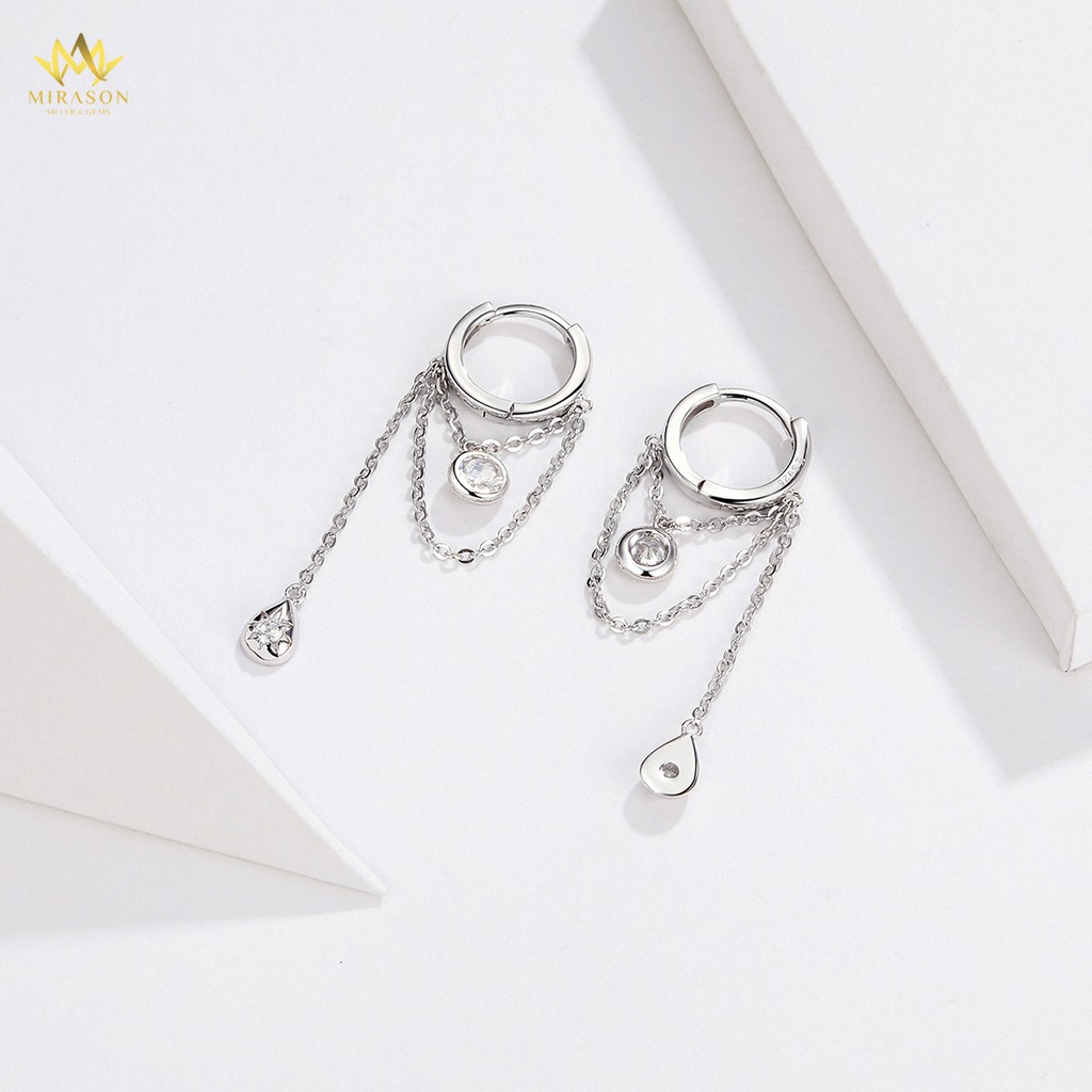 Khuyên Tai Bạc Nữ MIRASON Dáng Dài Mix Đá Pha Lê Cá Tính MBT042 - Bông Tai Nữ Bạc 925 Cao Cấp