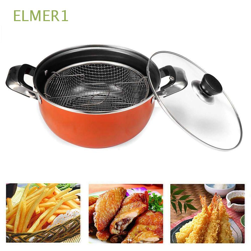 Nồi chiên sâu Tempura chống dính có nắp kính và rổ lọc bằng thép không gỉ 24/26cm