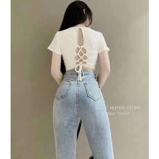 Áo croptop buộc nơ sau kèm mút ngực huyền thoại N06101