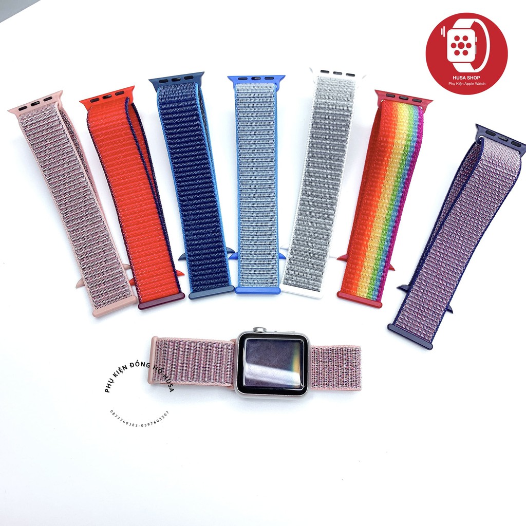 Dây Vải Dán Sợi Nylon Cho iWatch,T500,HW12,HW22,W26,W46,U78Plus Đủ Size