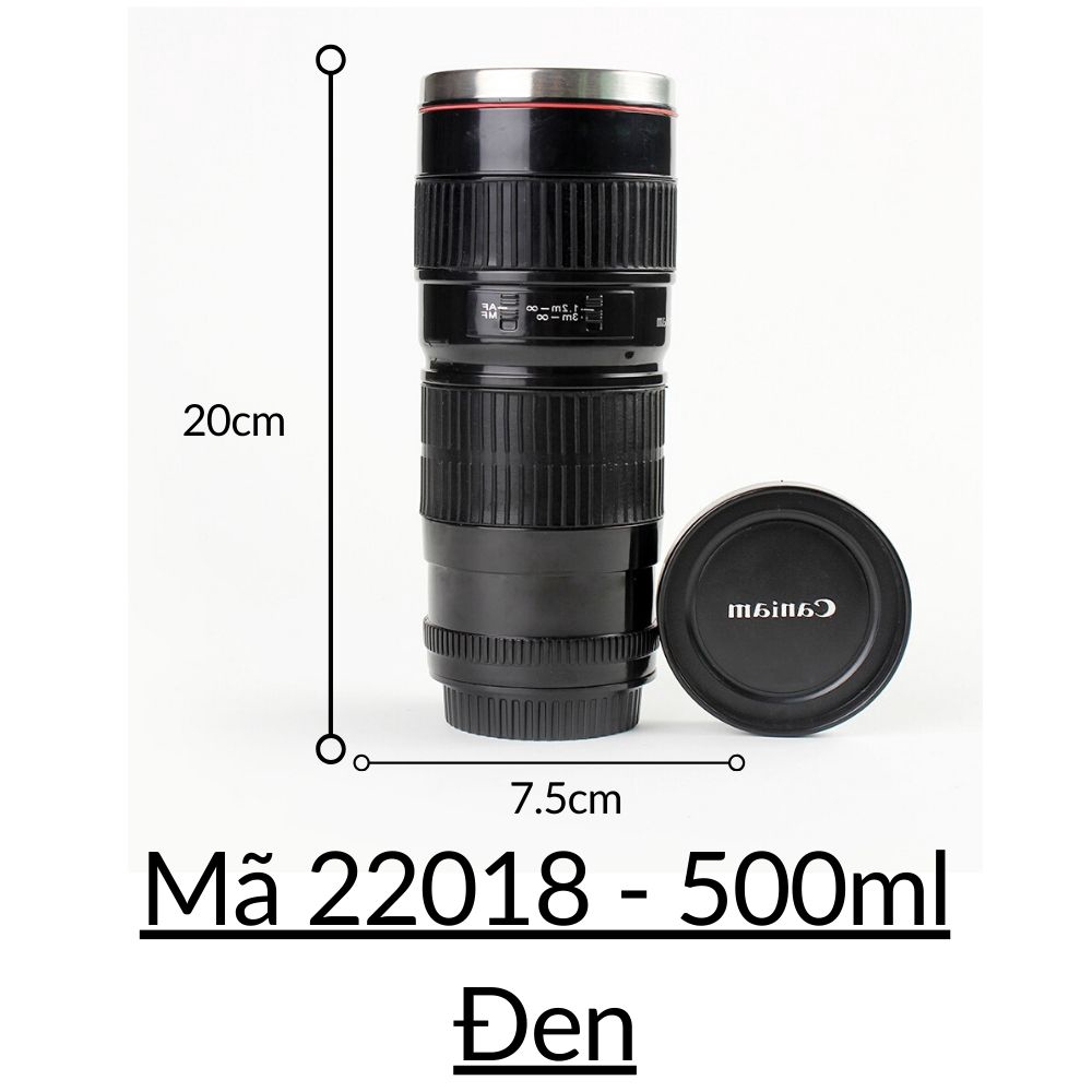 Ly cà phê cốc uống nước có nắp hình ống kính máy ảnh 400ml mã 22017