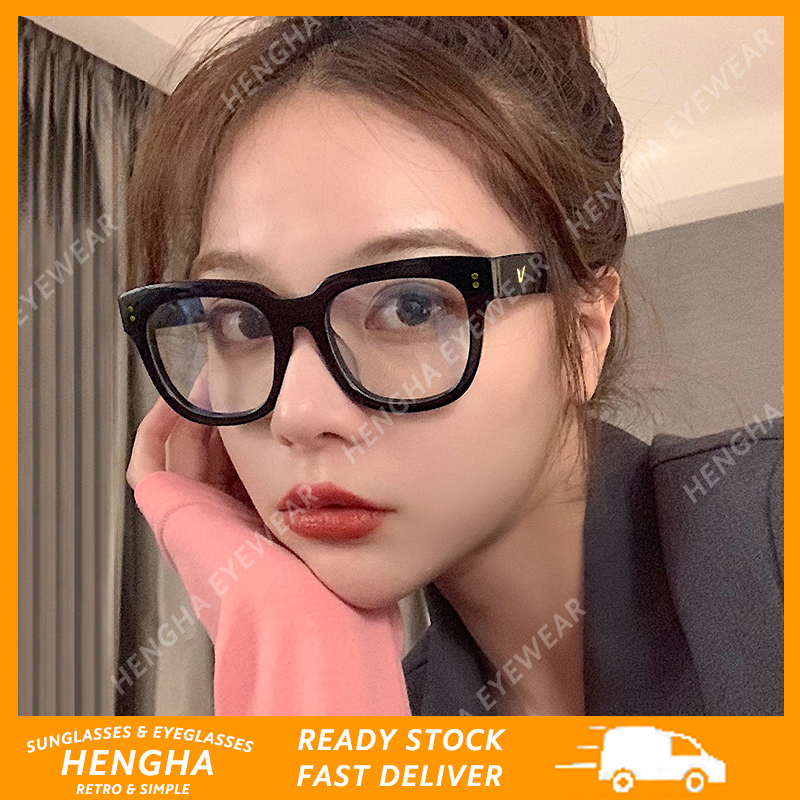 Mắt Kính Gọng Vuông Tròng Trong Suốt Chống Bức Xạ Phong Cách Hàn Quốc Cho Nữ
