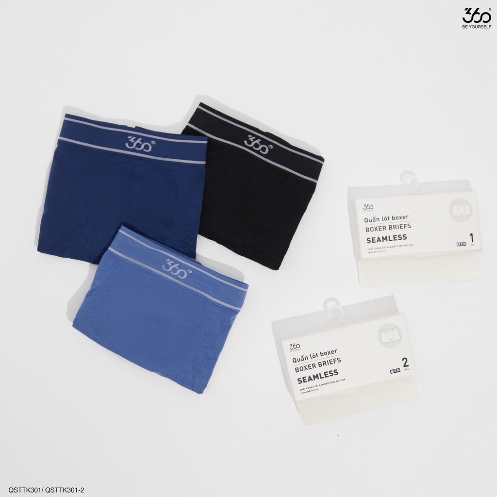 Quần lót boxer nam dáng trunk màu trơn thương hiệu 360 Boutique chất liệu cotton cao cấp - QSTTK301