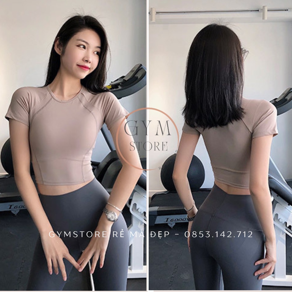 Áo Thun Croptop Ôm Body Tay Ngắn Thể Thao Nữ Tập Gym Yoga Cực Co Giãn Hút Mồ Hôi Thoáng Mát Tôn Dáng 𝐆𝐘𝐌𝐒𝐓𝐎𝐑𝐄 805