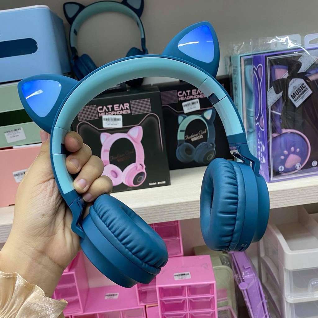 Tai nghe bluetooth, tai nghe mèo, tai nghe không dây chơi game emmei shop bảo hành 1 năm