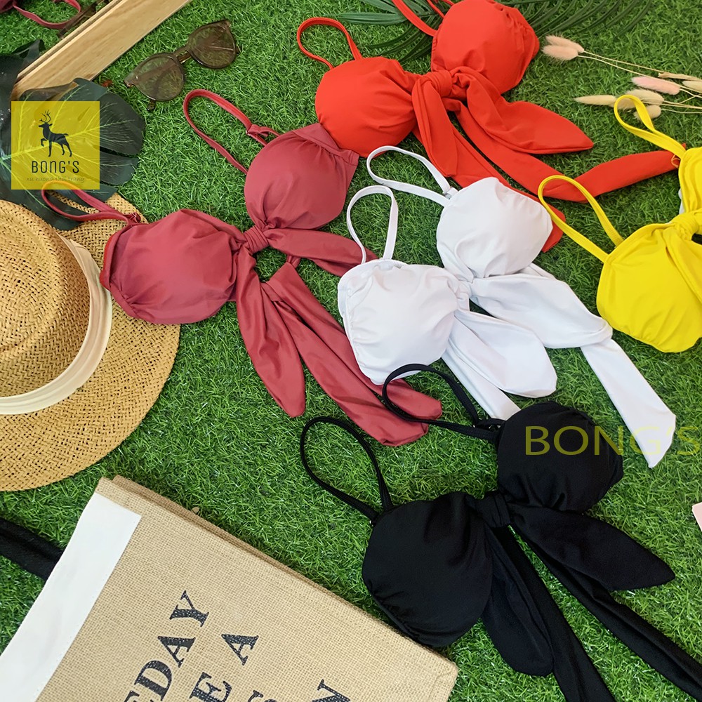 Áo lẻ bikini mút ngực - Áo bơi cột nơ trước sau (Ảnh thật shop chụp) | BigBuy360 - bigbuy360.vn
