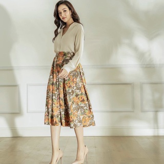 Set áo sơ mi Chân váy xếp li hoa