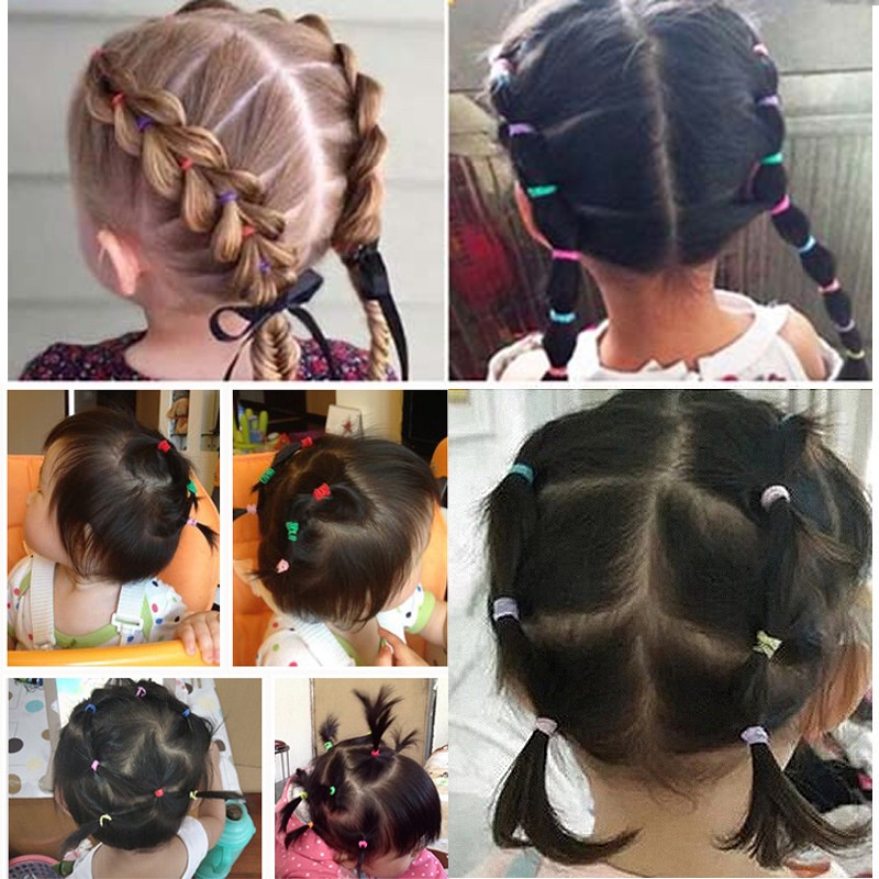 Set 1000 Dây Buộc Tóc Nylon Co Giãn Tiện Dụng Cho Bé Gái