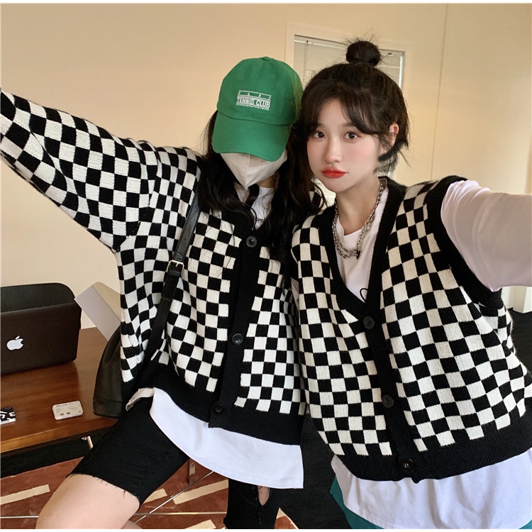 Áo Khoác Cardigan Dệt Kim Tay Dài Dáng Rộng Phong Cách Retro Hàn Quốc Đơn Giản Cho Nữ