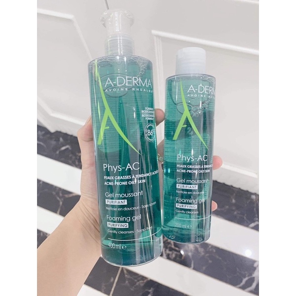 Sữa rửa mặt Aderma Phys-AC Gel Moussant Purifiant - Sữa rửa mặt dành cho da dầu, da mụn, da nhạy cảm