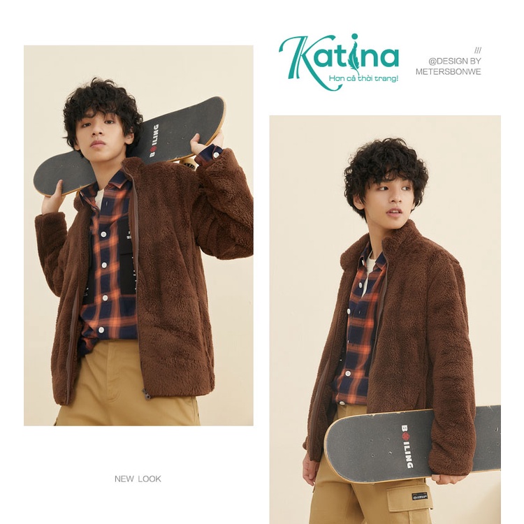 Áo Khoác Nam lông cừu mùa thu đông phong cách streetwear