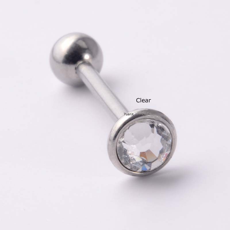 1 Khuyên xỏ lưỡi bằng thép không gỉ đính đá phong cách thời trang cá tính