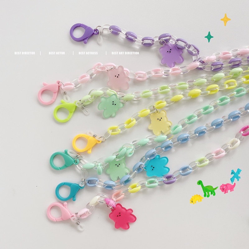 Dây Đeo Mắt Kính Màu Kẹo Hình Gấu Hoạt Hình Phong Cách Hàn Quốc Mới Cho Bé