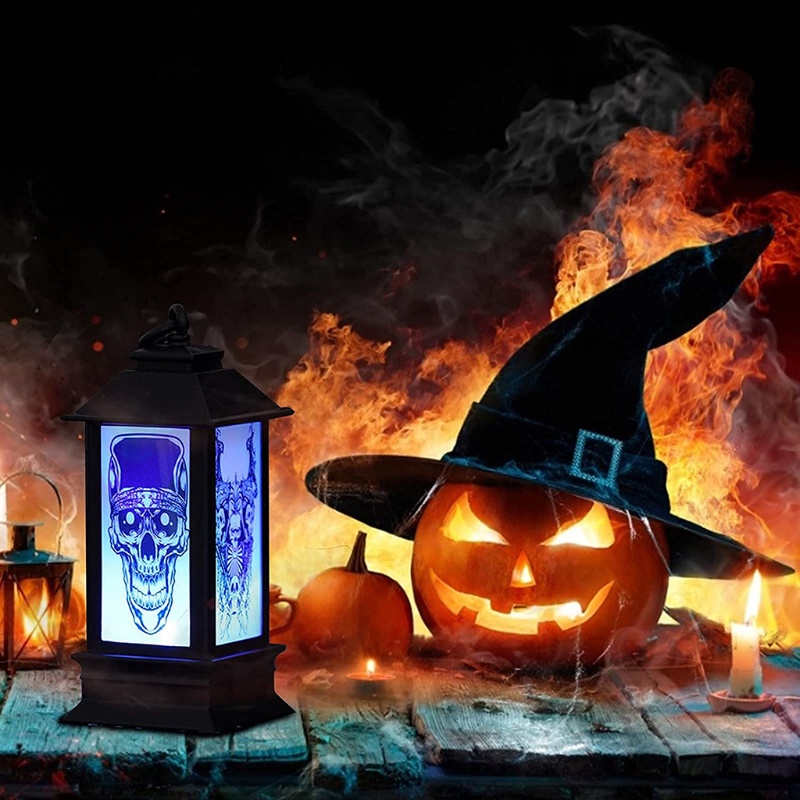 Đèn LED Hình Đầu Lâu Và Bí Ngô Trang Trí Halloween