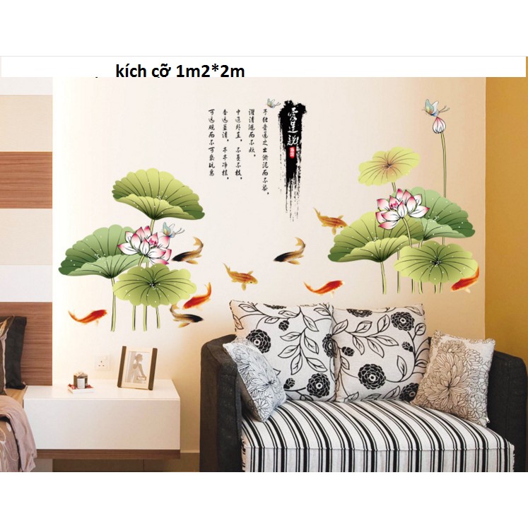 decal dán tường hoa sen