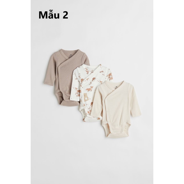 Set 3 bodysuits dài tay cho bé sơ sinh, Hờ mờ UK US săn SALE