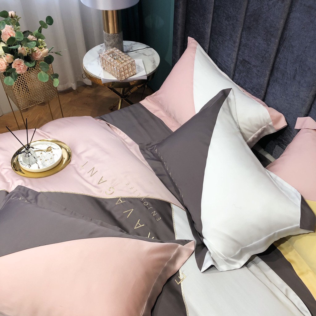 Bộ Chăn Ga Gối Lụa Tencel 100S Cao Cấp Chăn Drap Nhập Khẩu Siêu Sang Xịn Min Mát Sét Chuẩn 04 Món