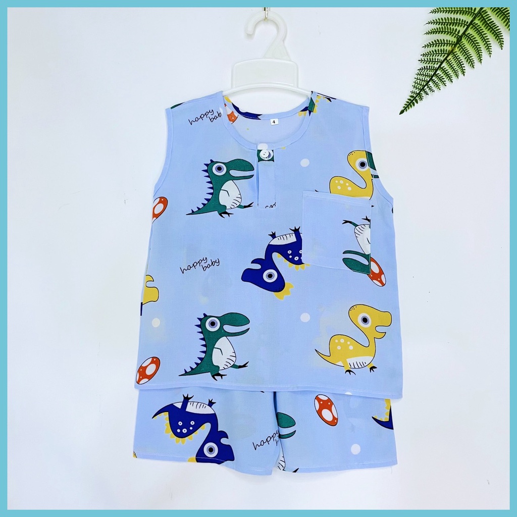 Bộ lanh bé trai đùi sát nách 8-26kg Taravn TA-3ĐSNBT, chất tole 2 da loại 1 mịn mát, đường may kỹ