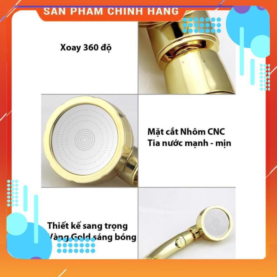 🚿Vòi sen tăng áp❤️FREESHIP🚛 Vòi Sen Tăng áp Có Nút Khóa Nước 3 chế độ Phun, Xoay 360 độ Hàng Xịn - Vàng Gold 206783