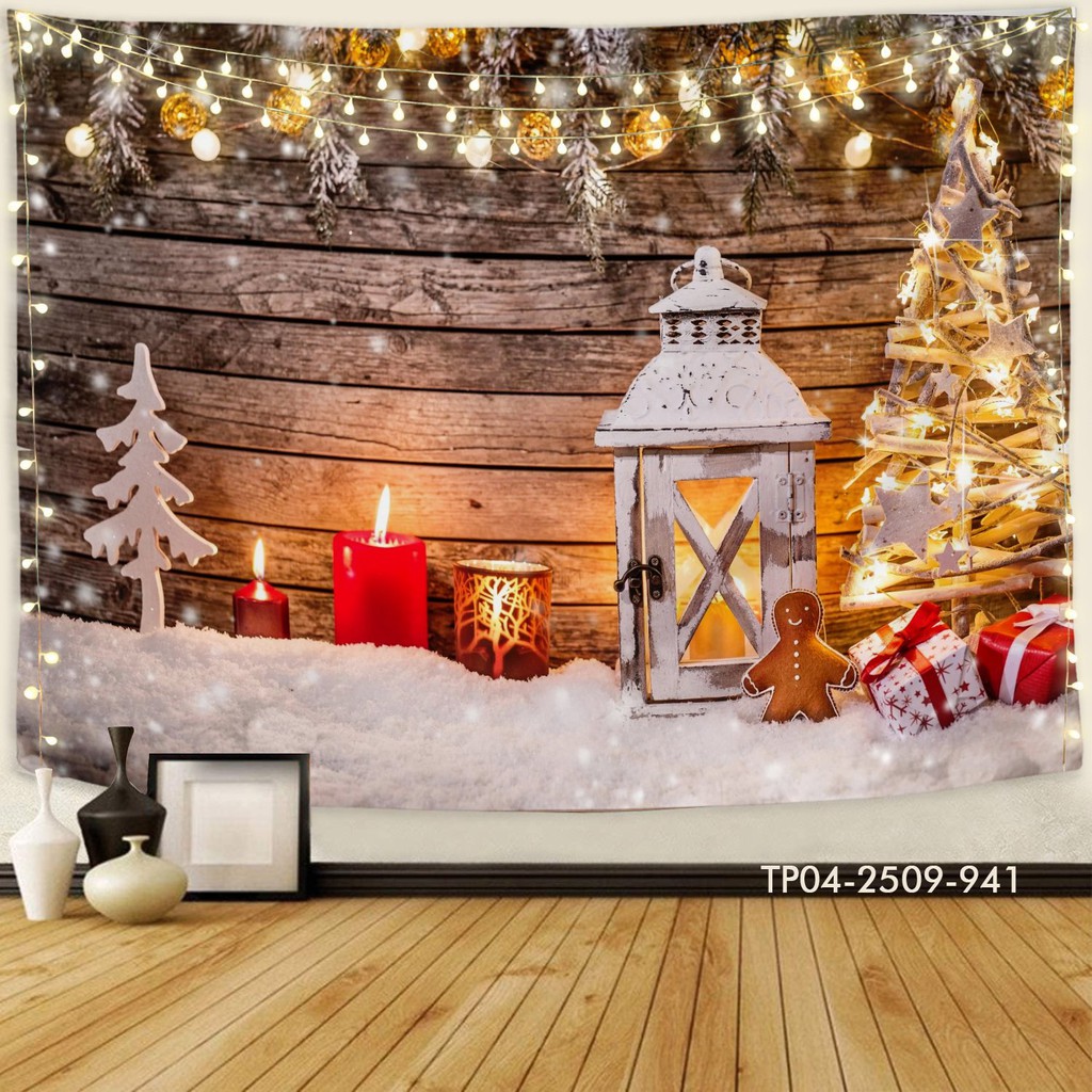 Tranh vải in 3D treo tường trang trí NOEL, decor GIÁNG SINH, MERRY CHIRMAS [ tặng móc treo, miếng dán định vị]