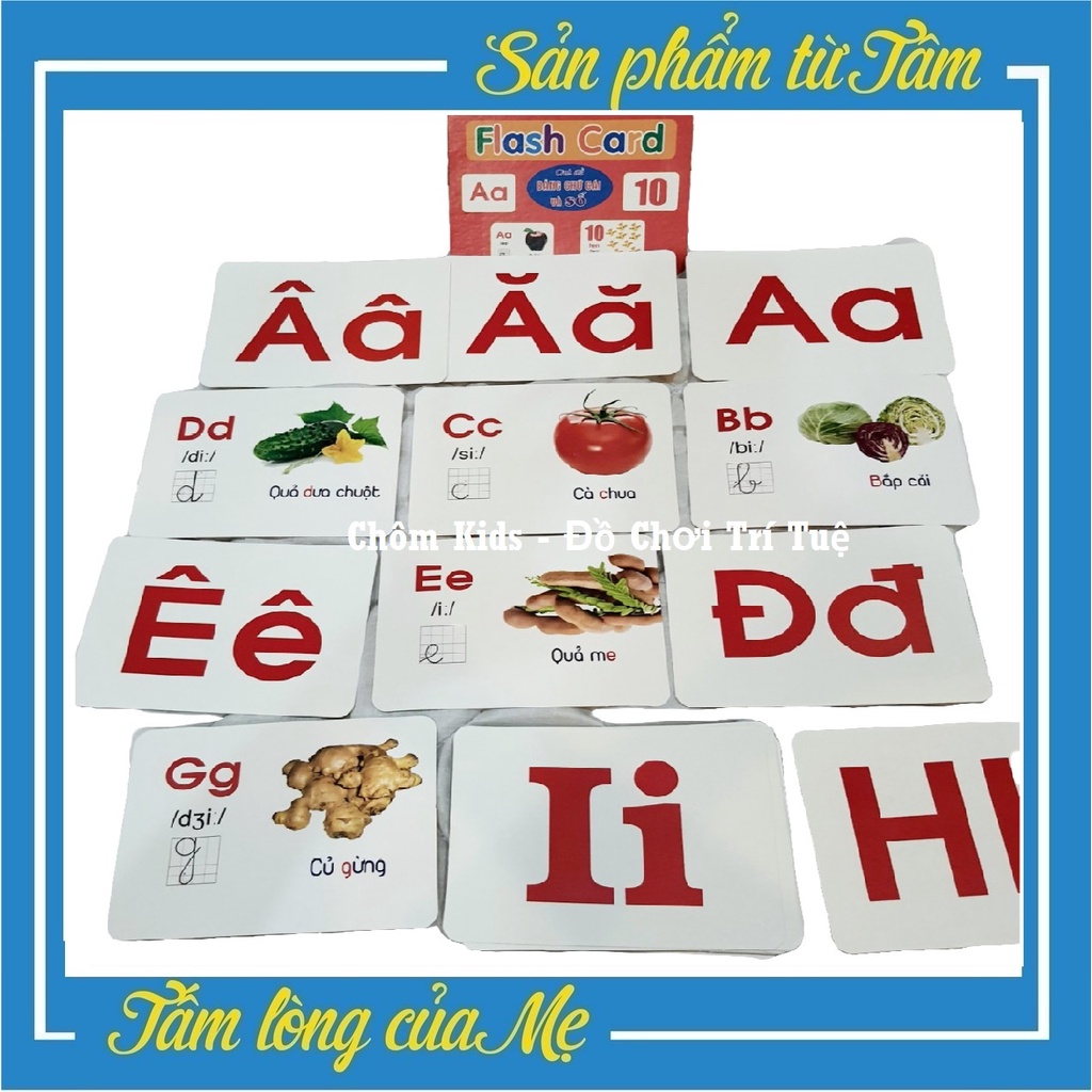 Bộ 45 Thẻ Học Flash Card Chữ Và Số Cho Bé 12x16Cm