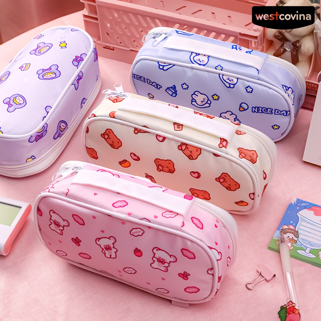 [Hot]✍Túi Đựng Bút Chì Bằng Polyester Sức Chứa Lớn Có Tay Cầm