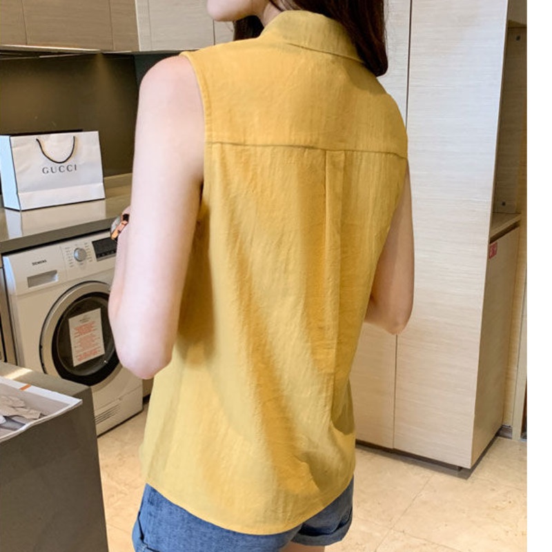 Áo Sát Nách Màu Trơn Thời Trang Năng Động 165875 Áo Sơ Mi Nữ Form Rộng Kiểu Dáng Đơn Giản Hợp Thời Trang