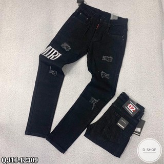 [Rẻ Vô Địch] Quần Jean Biker Côn Amiri Rách Dệt Chữ Da