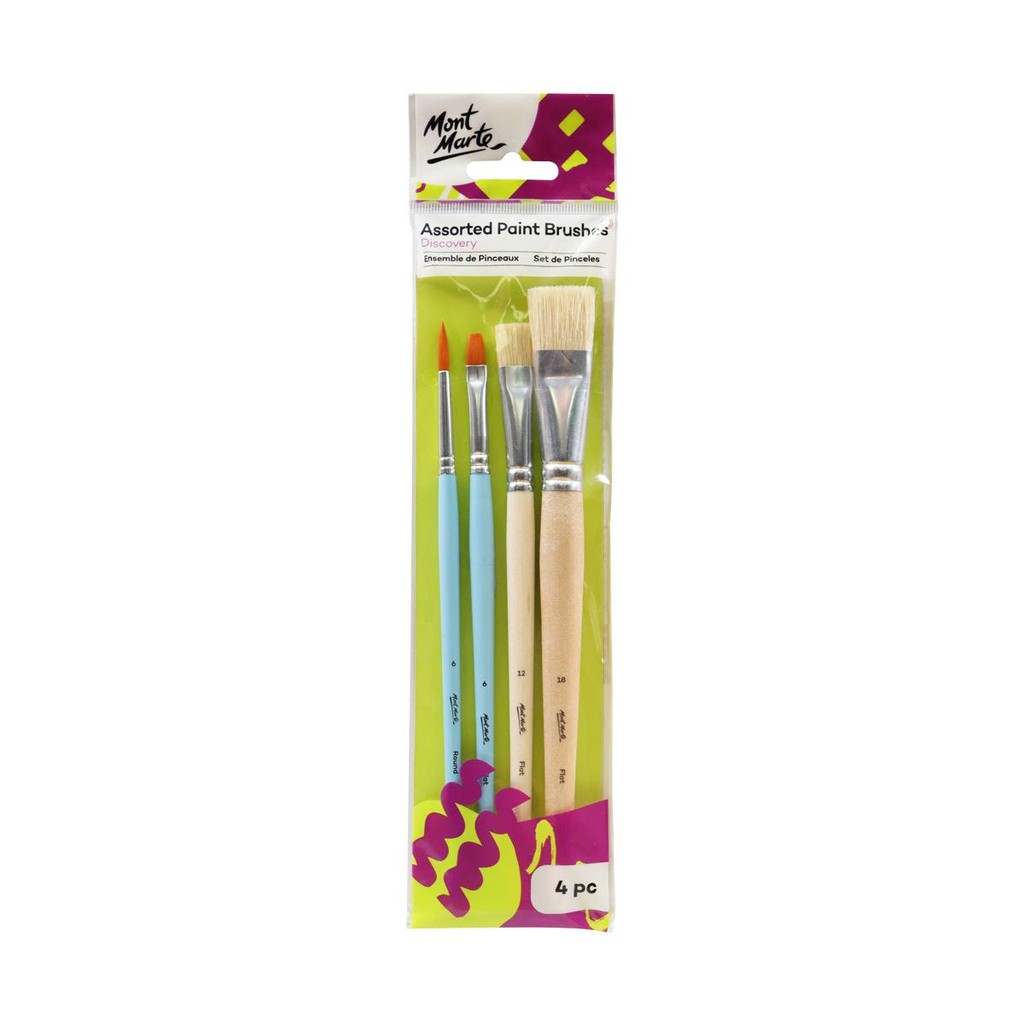 Bộ 4 Cọ Vẽ Mont Marte Cơ Bản - Assorted Paint Brushes Discovery 4pc - BMHS0043