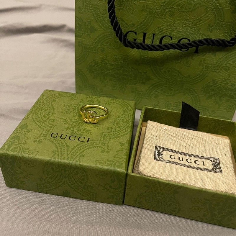 Ảnh thật Nhẫn .Gucci. GG vàng kim 1:1 full box