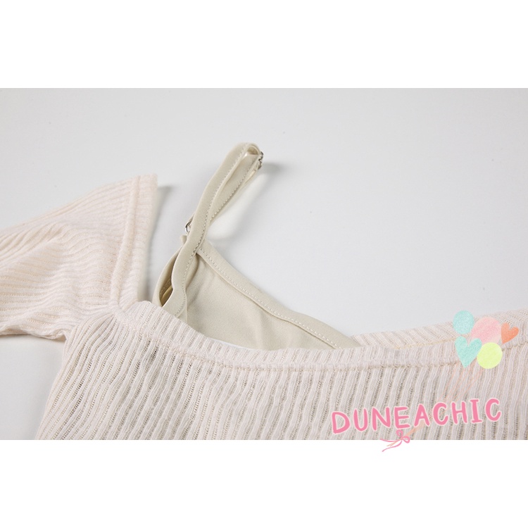 DUNEA Đầm Dài Tay Màu Trơn Thiết Kế Lệch Tà Thời Trang Đường Phố Cho Nữ