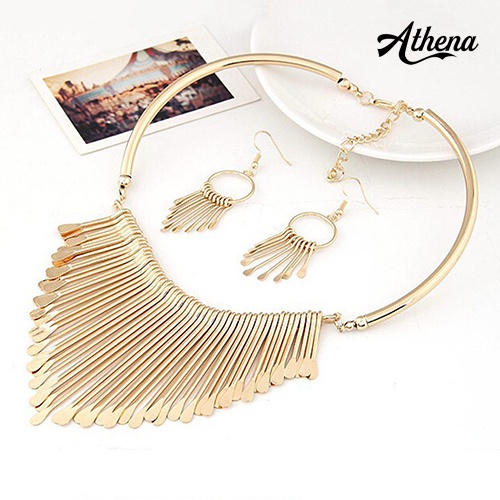 Set Vòng cổ Và Đôi Khuyên Tai Đính Đá Thời Trang Sang Trọng Cho Nữ