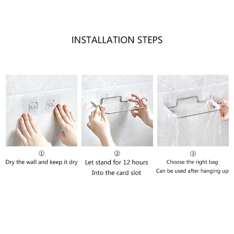 Giá Đỡ Treo Túi Rác Gắn Tường Bằng Thép Không Gỉ Không Cần Khoan Đa Năng