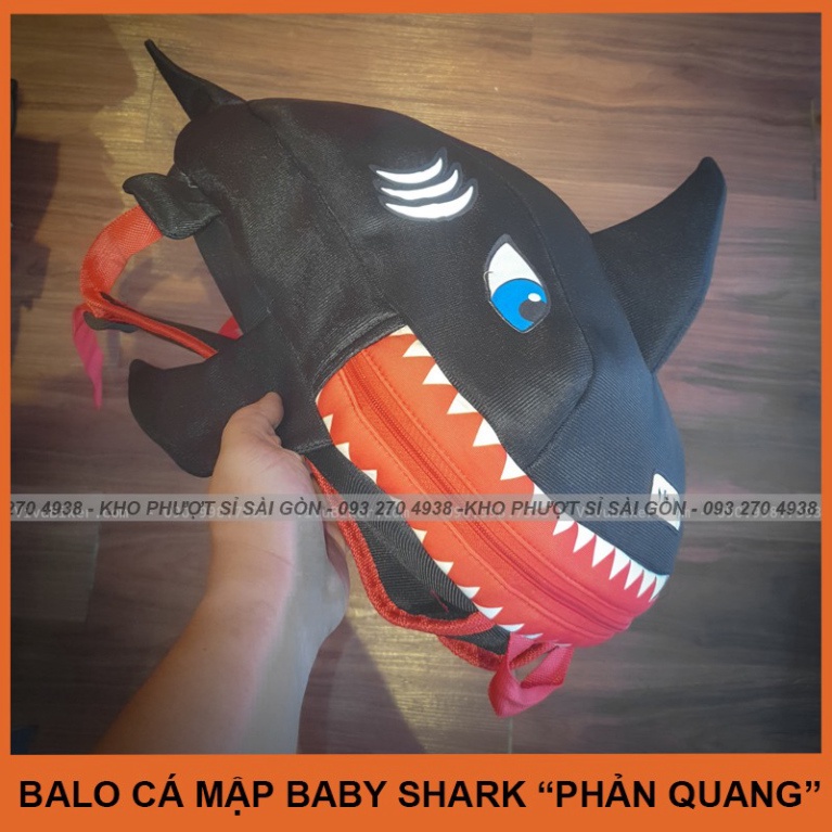 CHỌN MÀU - [GIÁ SỈ] Balo cá mập phản quang đựng mũ bảo hiểm siêu cá tính - Balo cặp xách cá mập Babe Shark 3D phẩn quang