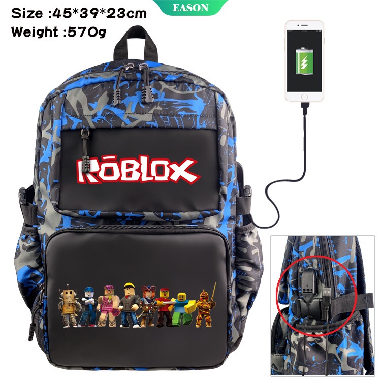 ROBLOX Sanrio Ba Lô Đi Học Họa Tiết Rằn Ri Chống Thấm Nước Có Cổng Sạc USB Tiện Dụng