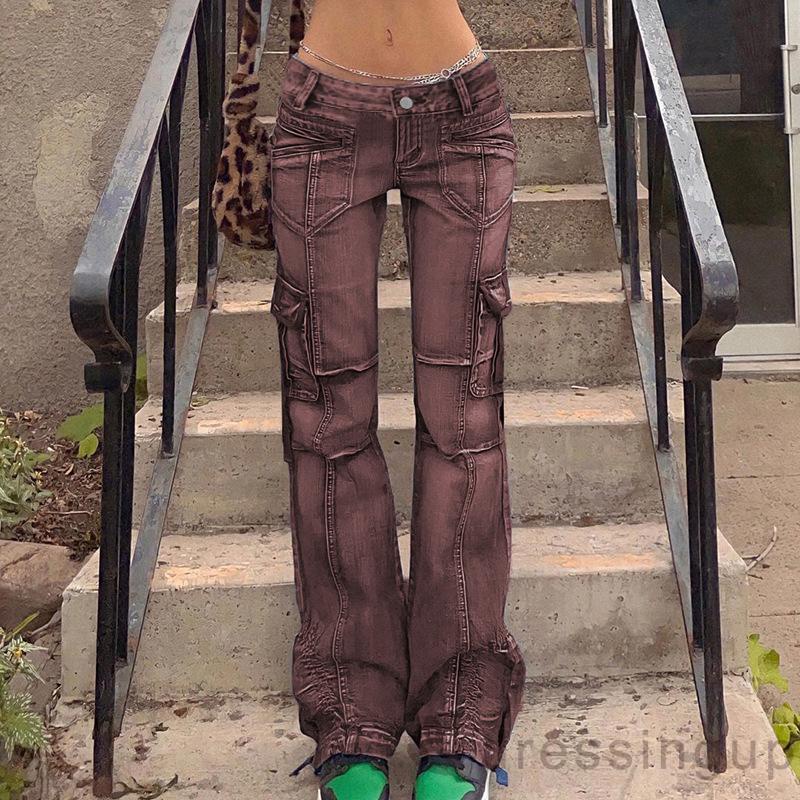 Quần dài ống đứng lưng cao màu xám thời trang xuân thu cho nữ